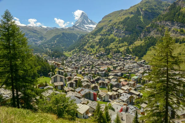 Vista Sulla Città Zermatt Sulle Alpi Svizzere — Foto Stock