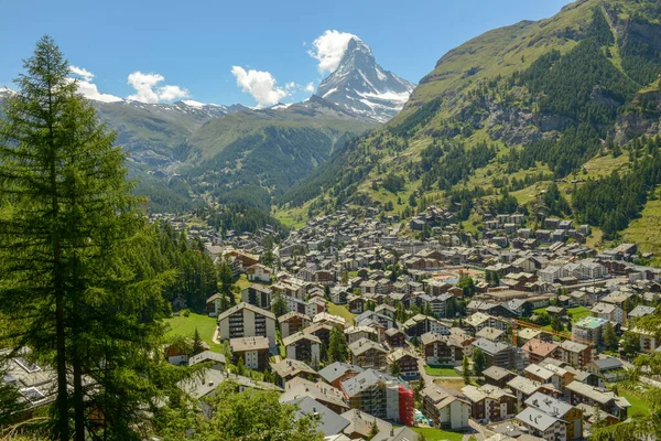 Vista Sulla Città Zermatt Sulle Alpi Svizzere — Foto Stock