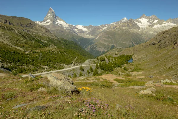 Landschap Met Berg Matterhorn Zermatt Zwitserse Alpen — Stockfoto