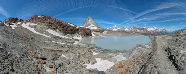 Paisaje Con Monte Matterhorn Trockener Steg Sobre Zermatt Los Alpes —  Fotos de Stock