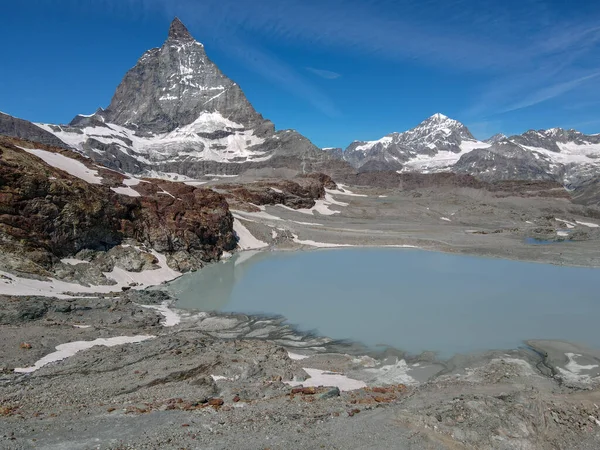 Landschaft Mit Matterhorn Trockener Steg Über Zermatt Den Schweizer Alpen — Stockfoto