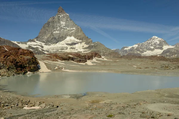 Sviçre Alplerindeki Zermatt Üzerinde Trockener Steg Matterhorn Dağı Ile Manzara — Stok fotoğraf