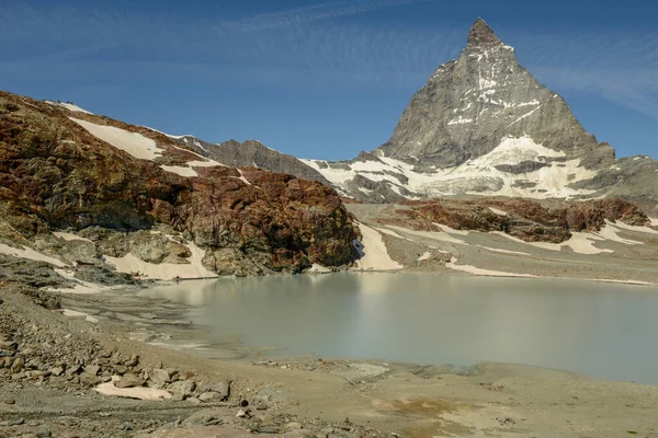 Sviçre Alplerindeki Zermatt Üzerinde Trockener Steg Matterhorn Dağı Ile Manzara — Stok fotoğraf