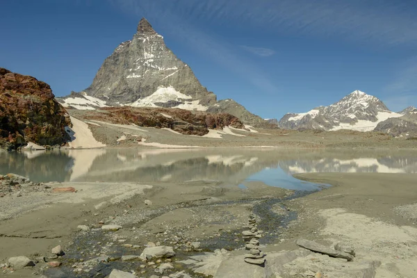 Krajobraz Góry Matterhorn Trockener Steg Nad Zermatt Alpach Szwajcarskich — Zdjęcie stockowe