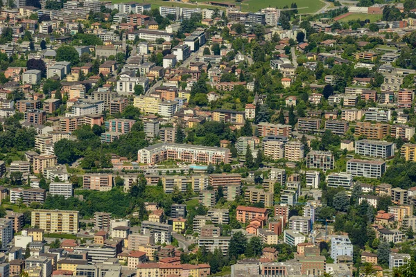 Vista Aérea Del Centro Lugano Suiza —  Fotos de Stock