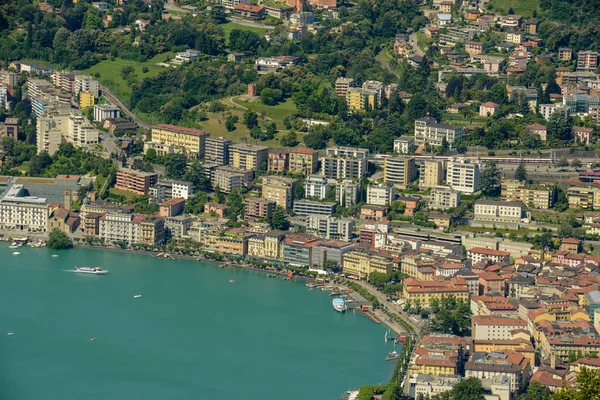 Veduta Aerea Del Centro Lugano Sulla Svizzera — Foto Stock