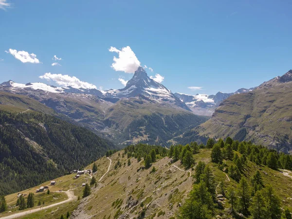 Drone Uitzicht Matterhorn Zermatt Zwitserse Alpen — Stockfoto