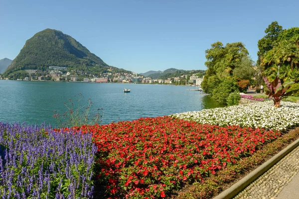 Der Botanische Garten Und Der Luganer See Der Schweiz — Stockfoto