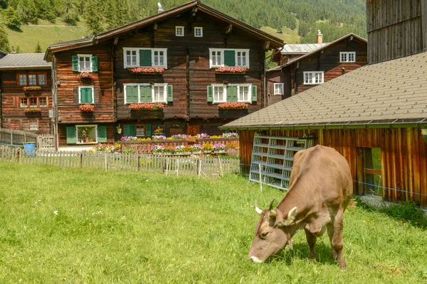 Hagyományos Faház Geschinen Valais Svájci Alpokban — Stock Fotó