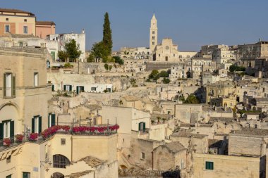 Matera 'nın İtalya' daki Katedrali ve Unesco dünya mirası manzarası