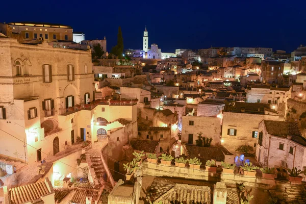 Night View Matera Italy Unesco World Heritage — Stock Photo, Image