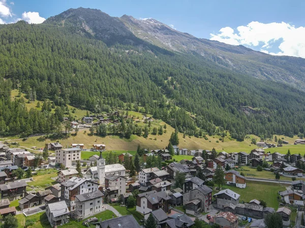 Flygfoto Över Byn Tasch Nära Zermatt Schweiziska Alperna — Stockfoto