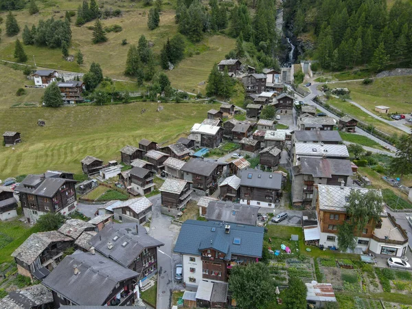 Vue Aérienne Village Tasch Près Zermatt Dans Les Alpes Suisses — Photo