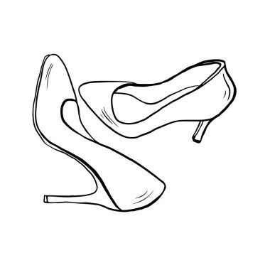 Bir çift ayakkabı. El çizimi taslağı