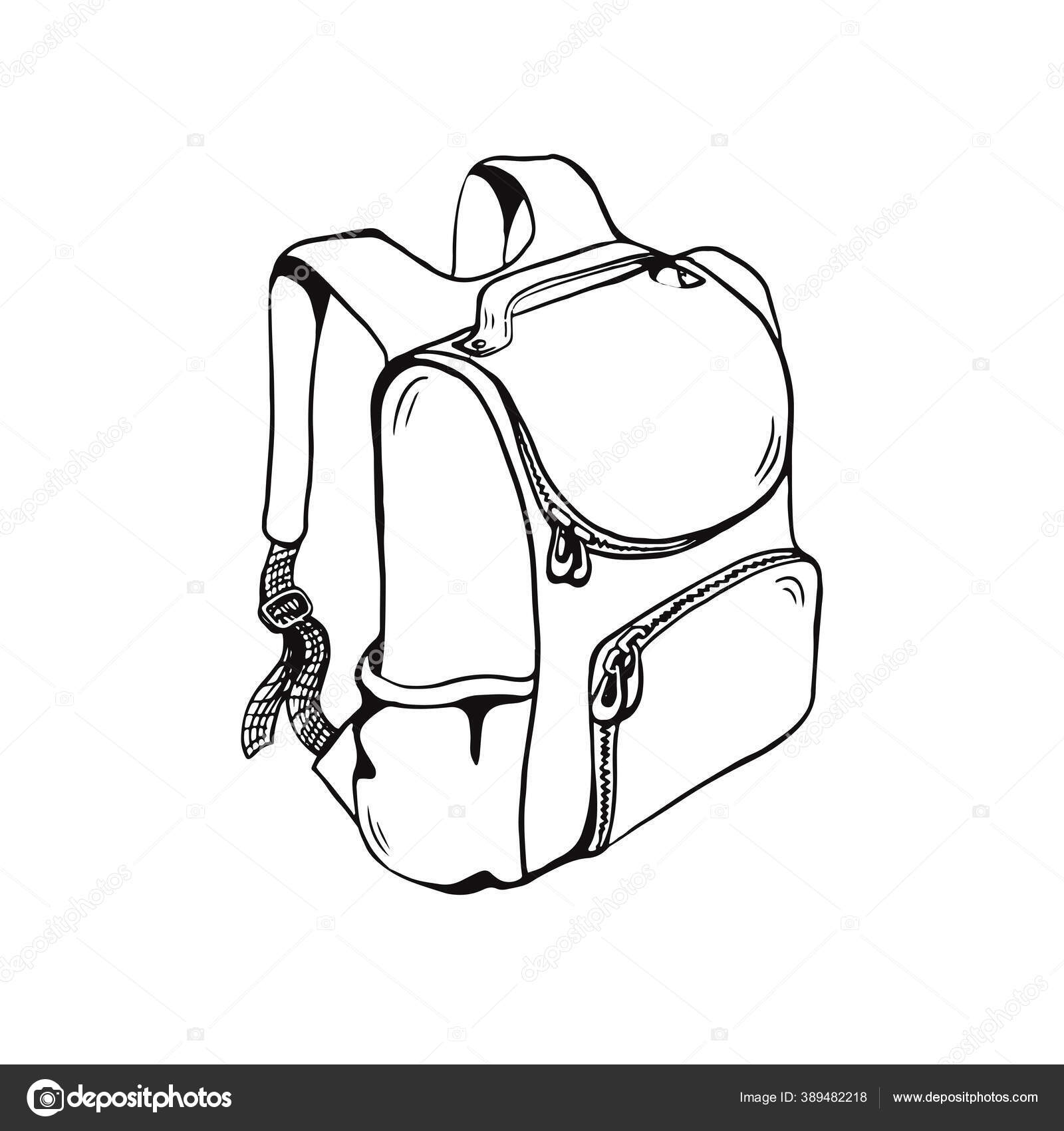 School Bag Three Quater View Outline Vector Sketches Isolated Vector Image By C Storonka Vector Stock 389482218