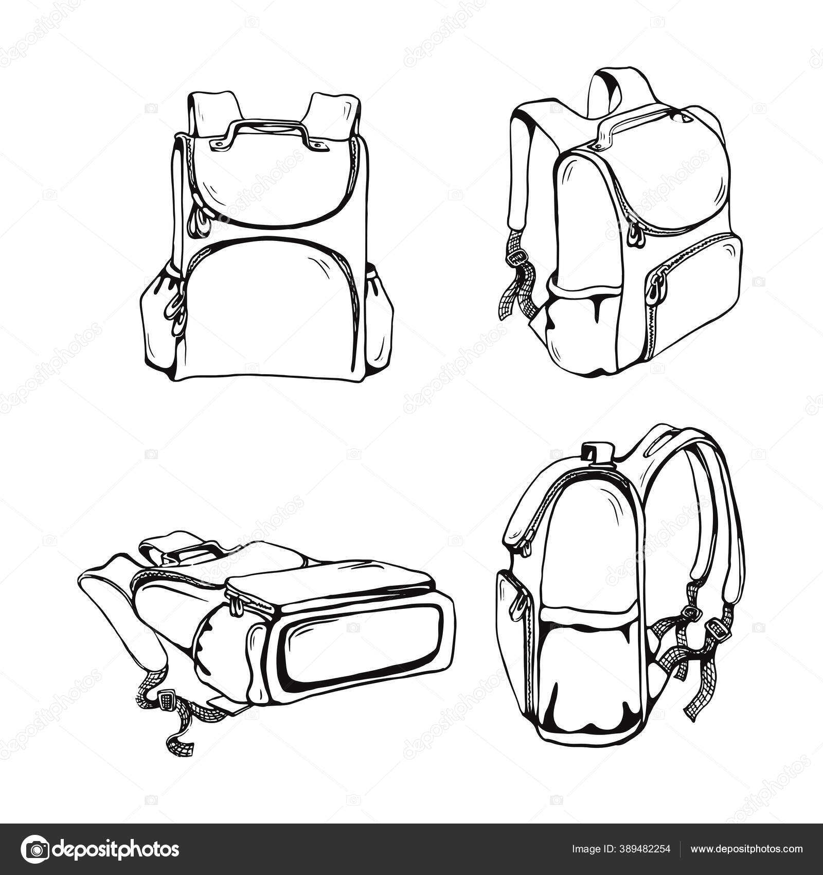School Bag Sketch Stock Illustration - Download Image Now - Art, Back, Bag  - iStock