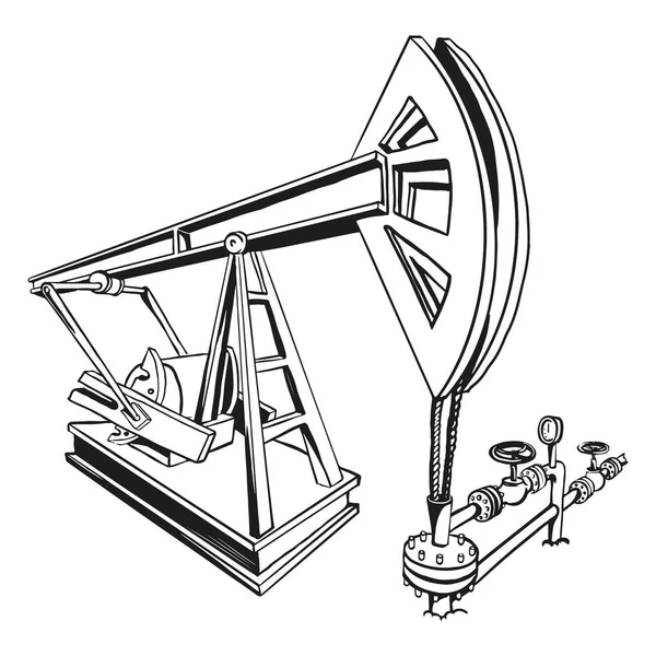 Vector drawing of oil pump jack — Stock Vector