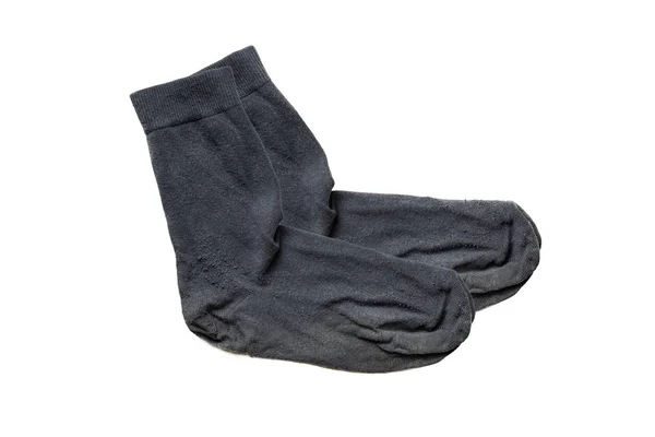 Old Gray Socks Isolated Close Two Worn Used Dirty Socks — Stock Photo, Image