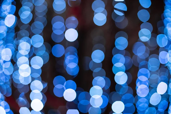 Azul Bokeh Borrosa Luces Fondo Decoración Guirnaldas Para Celebración Del — Foto de Stock