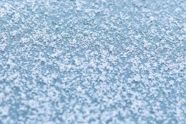 Ventana Del Coche Cubierta Nieve Macro Cerca Utilizó Anticongelante Vehículos — Foto de Stock