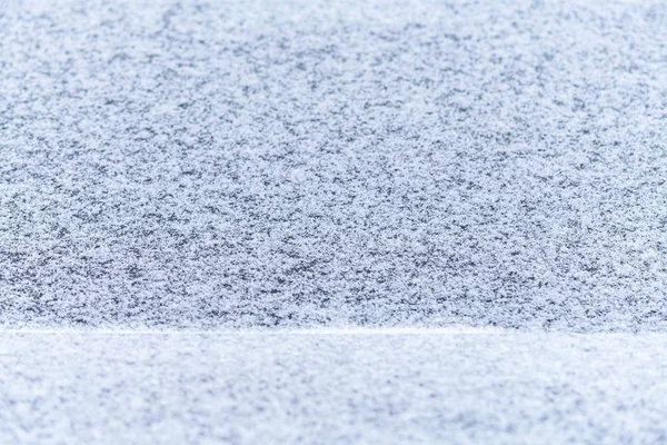 Schneebedecktes Autofenster Makro Nahaufnahme Frostschutzmittel Wurde Nicht Verwendet Fahrzeuge Schnee — Stockfoto