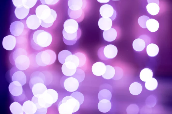 Bokeh Roxo Luzes Borradas Fundo Decoração Guirlandas Violetas Para Celebração — Fotografia de Stock