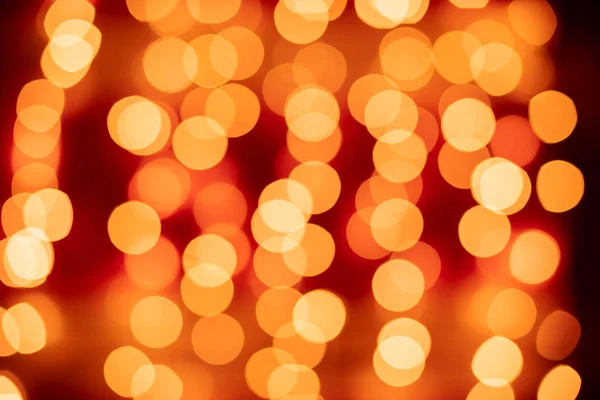 Bokeh Rojo Borrosa Luces Fondo Decoración Guirnaldas Oro Para Celebración — Foto de Stock