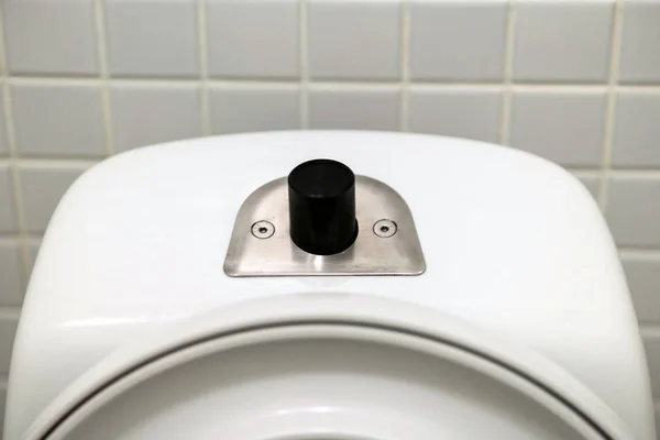 Tuvalet Kase Tank Temizleme Düğmesini Flushing Tuvalet — Stok fotoğraf