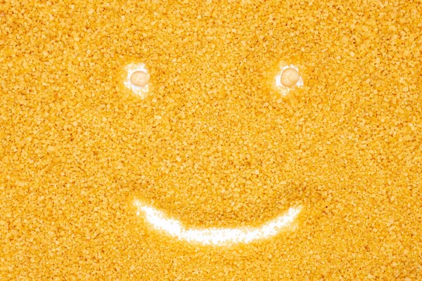 Brown Sugar Funny Smile Face Close Macro Top View Popular — Stock Photo, Image