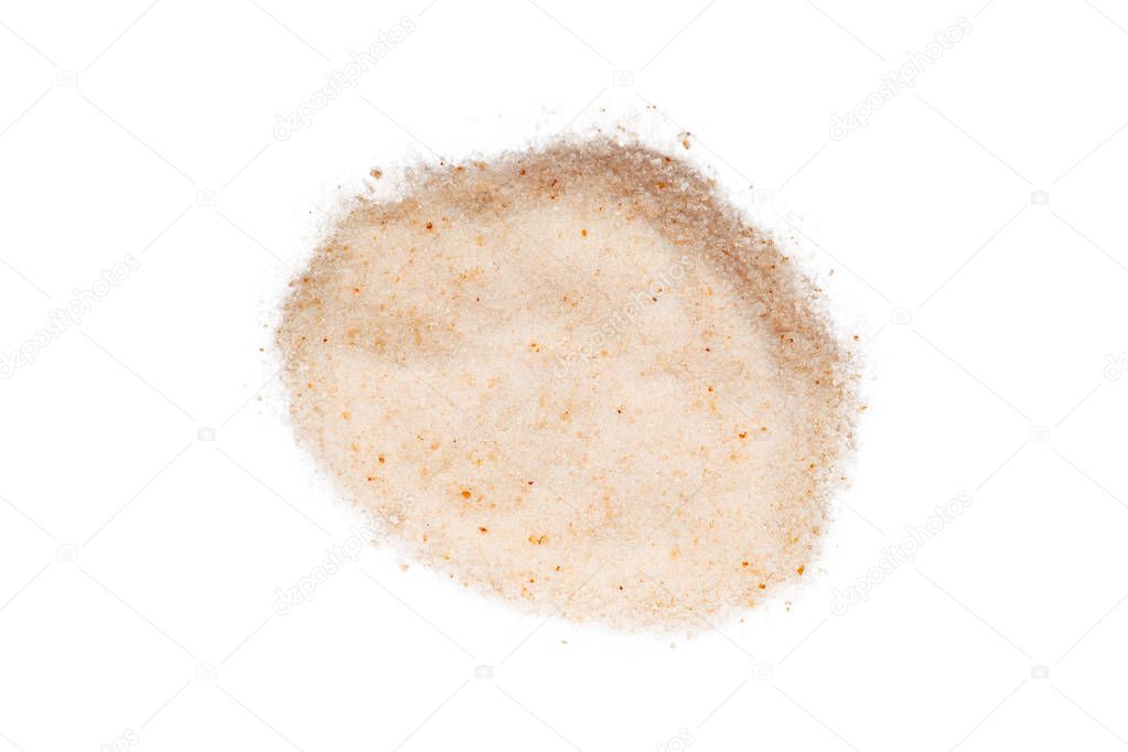 Himalayan salt bunch, isolated, close up, macro, top view. Flavor food spice pinkish tint. Used for natural digestive aid, air purifier and sleep inducer