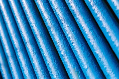 Birçok eski mavi borular. Farklı sanayi yolu - gaz, su ya da buhar kaynağı kullanılan boru hattı. Yakın çekim