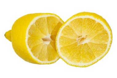 Limon, izole, makro, yakın. Taze Ekşi limon kesit