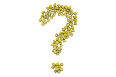 Mung Bean, soru işareti şeklinde, izole, yakın. Maash, ay