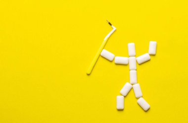 Kopya alanı ile diş temizleme kavramı. Çiğneme dişeti yastıkları