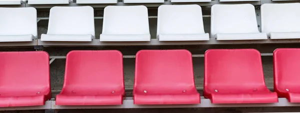 Bancos do estádio, cor da bandeira da França. Futebol, futebol ou basebol — Fotografia de Stock