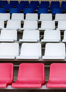 Stadyum koltukları, Fransa bayrak rengi. Futbol, futbol veya beyzbol s