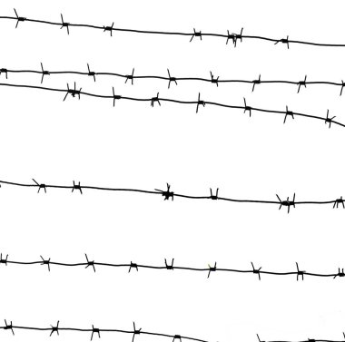 Ülke sınırında izole edilmiş dikenli tel. Barbwire pr için çit üzerinde