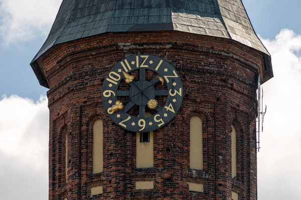 Tour de l'horloge de la cathédrale de Konigsberg. Monument gothique en brique à Kaliningrad, Russie. Emmanuel Kant île . — Photo