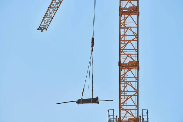 Guindaste Construção Trabalhando Complexo Construção Eleição Novo Shopping Center Cidade — Fotografia de Stock