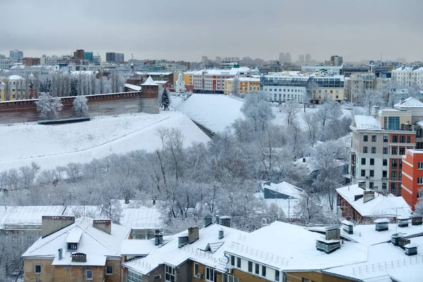 Нижний Новгород Россия 2020 Нижегородский Кремль Зимний Городской Пейзаж Рано — стоковое фото