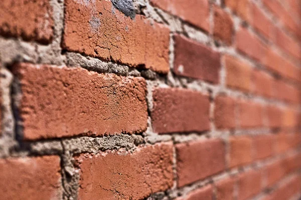Ściana Czerwonej Cegły Widok Pod Kątem Wypolerowana Ceglana Ściana Wnętrzu — Zdjęcie stockowe