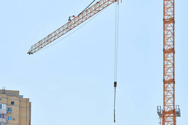 Guindaste Construção Trabalhando Complexo Construção Eleição Novo Shopping Center Cidade — Fotografia de Stock