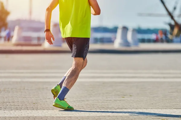 Running Man Athletic Man Jogging Sportswear City Road Healthy Lifestyle — Stock Photo, Image