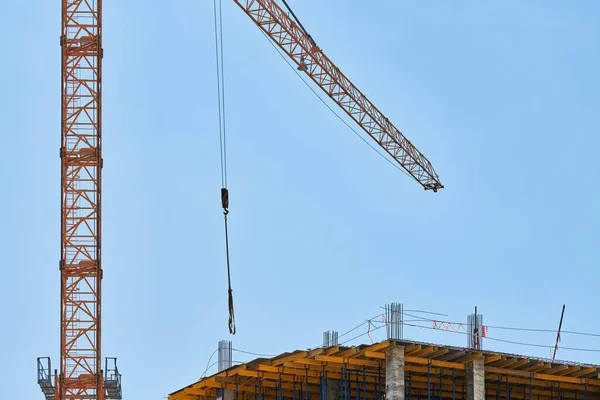 Guindaste Construção Trabalhando Complexo Construção Eleição Novo Shopping Center Cidade — Fotografia de Stock