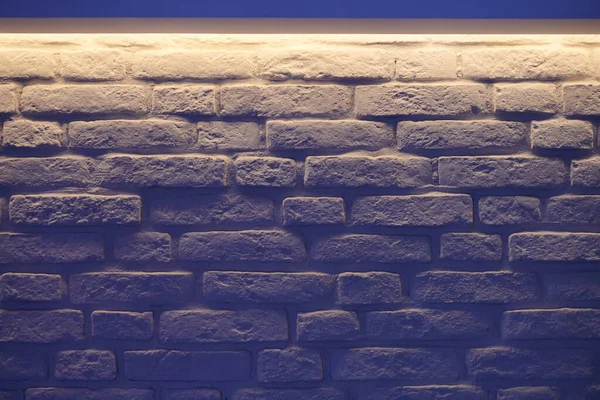Indigobeleuchtung Aus Ziegelwänden Weißes Wandblau Leuchtet Modernen Vintage Loft Interieur — Stockfoto