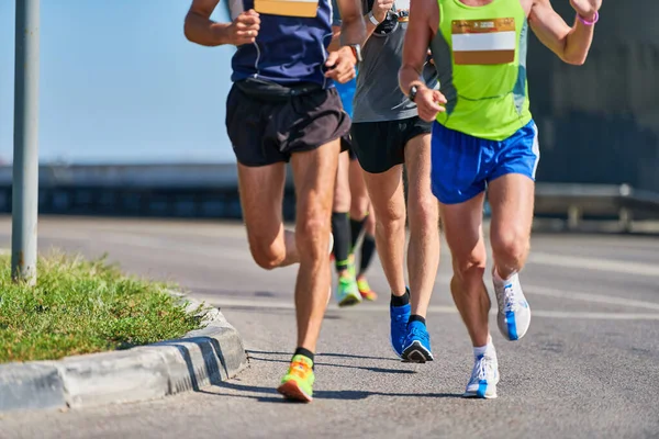 Marathon Runners City Road Running Competition Street Sprinting Outdoor Healthy — Stock Photo, Image