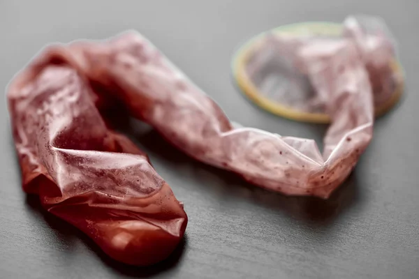 Blood Semen Used Condom Blood Cum Hematospermia Pain Sex Act — Stockfoto