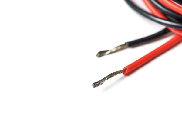 Alambres Aislados Aluminio Desnudos Cable Eléctrico Alambres Rojos Negros Sin —  Fotos de Stock