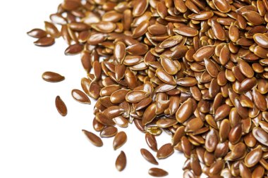 Keten tohumu, keten tohumu. Bir grup Linum usitatissimum - yaygın keten tohumu. Diyet için sağlıklı vejetaryen besleyici.