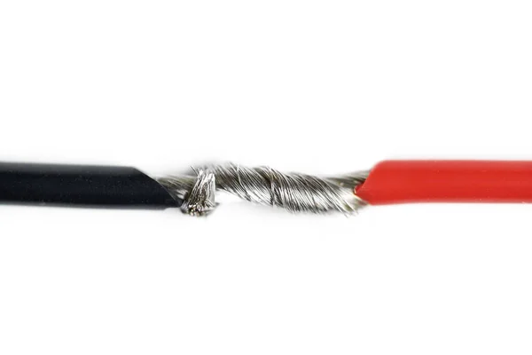 Isolerad Aluminium Bar Ledningar Elektrisk Kabel Röda Och Svarta Ledningar — Stockfoto
